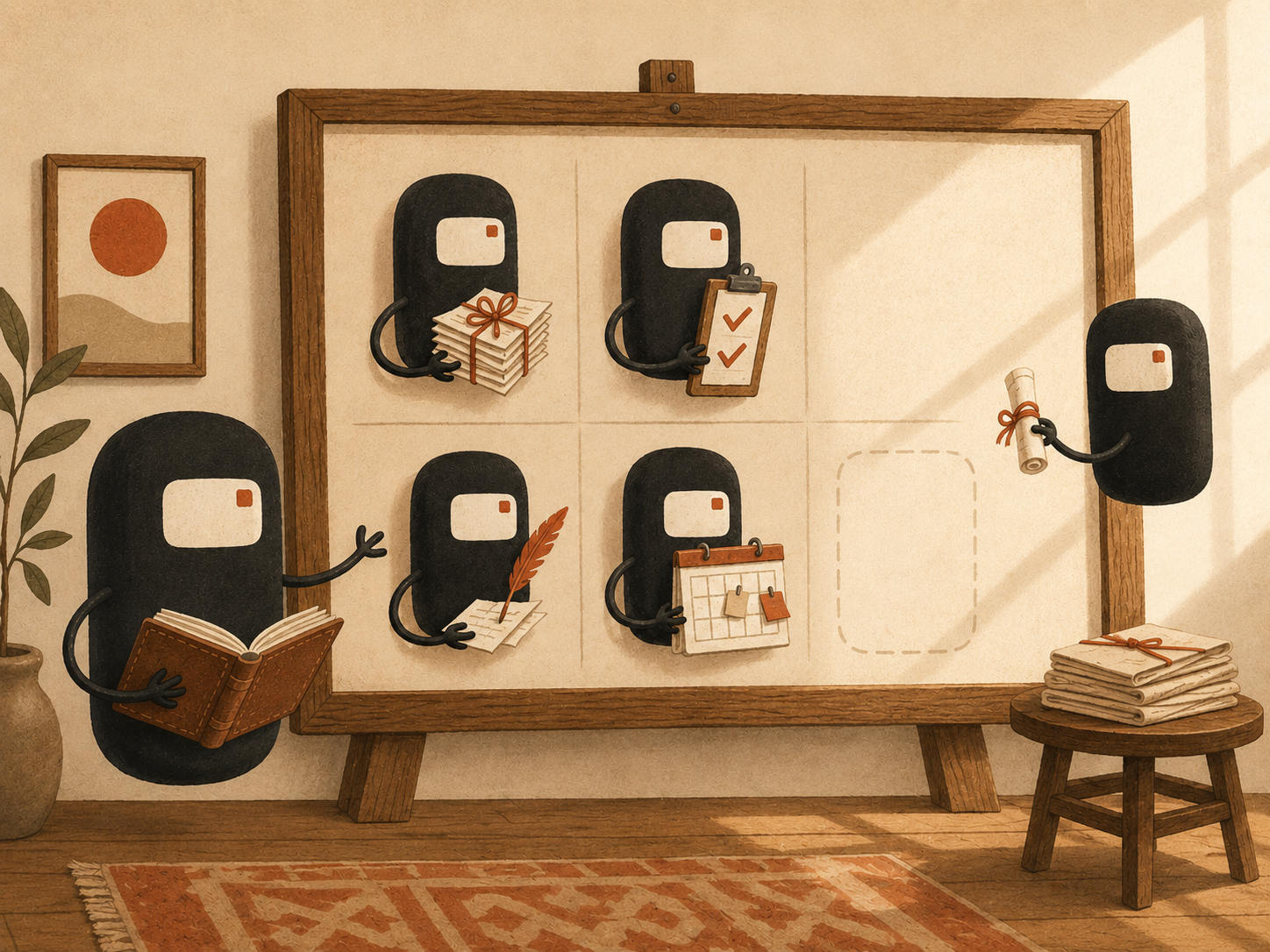 A small board of agents with one new agent joining