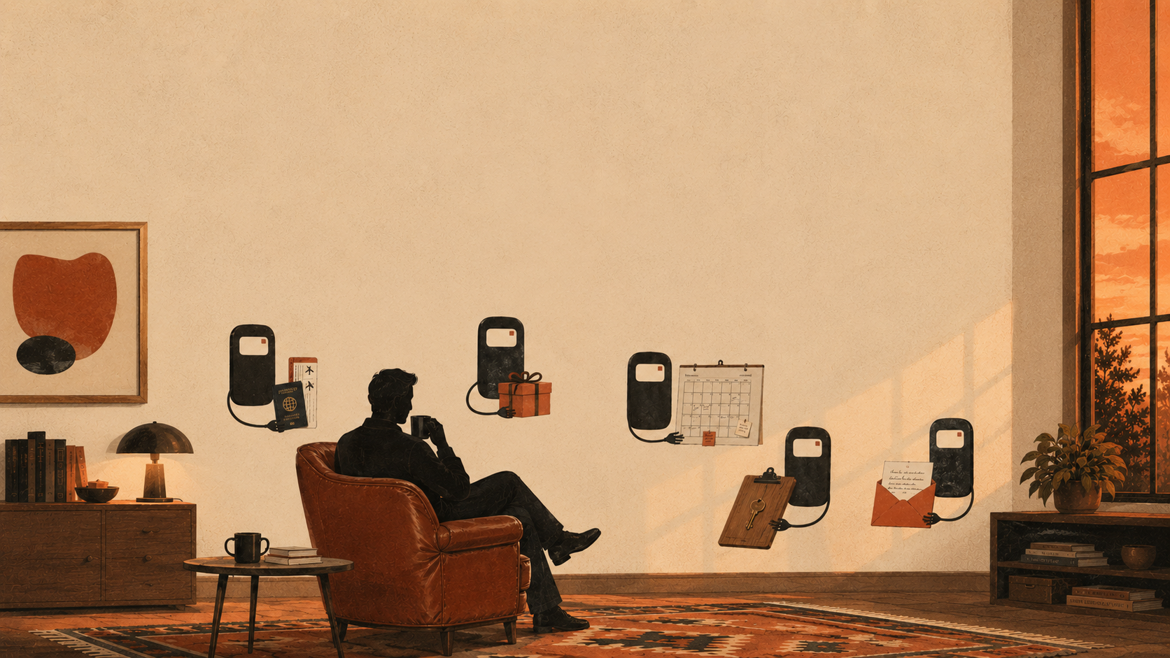 A founder at home attended by AI agents handling personal-life items